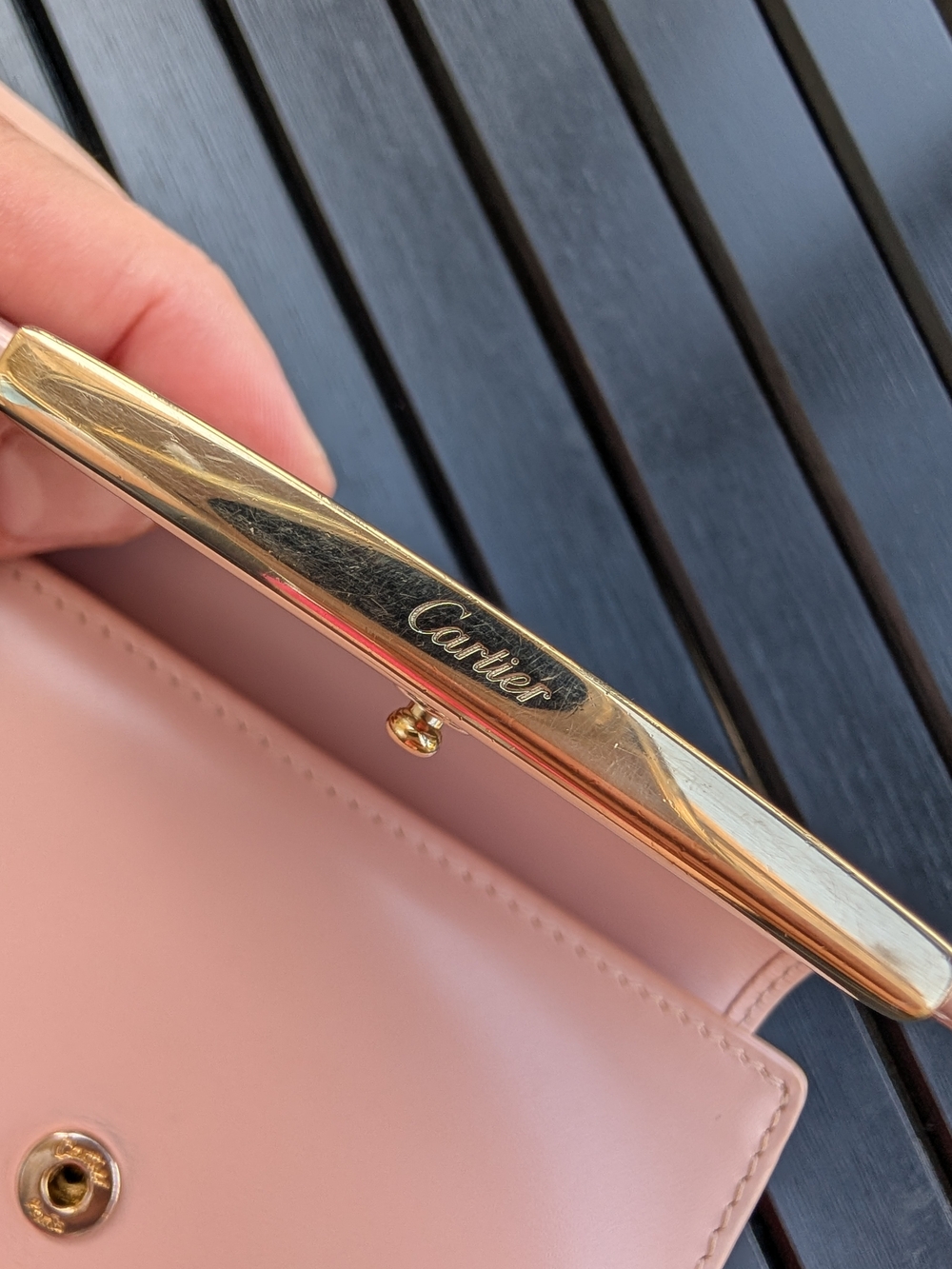 Vintage Cartier Wallet Eternity Rose Pink Leather Trifold Gold Hardware - Picture 5 of 16